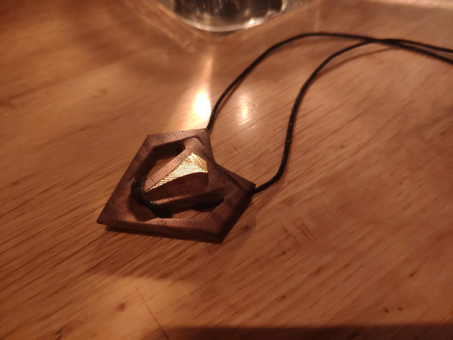 Rosewood+Brass Pendant Necklace